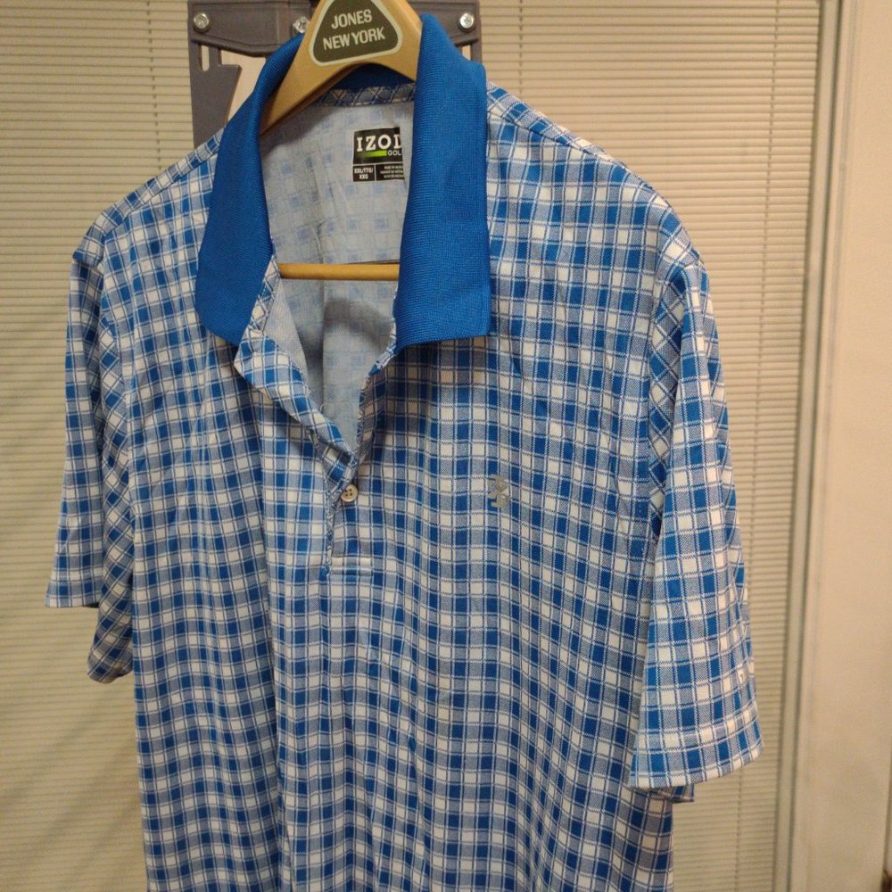 IZOD Golf 2XL Blue and White Polo